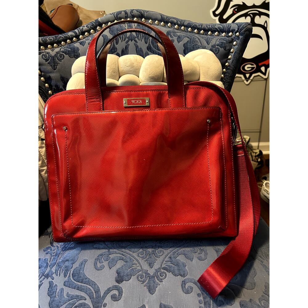 Tumi Candy Apple Red Patent Leather Briefcase
